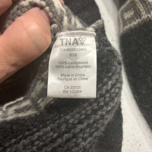 Vintage TNA Wool Cowichan Cardigan Reindeer Geometric Knit Sz L Lambswool - Picture 8 of 8